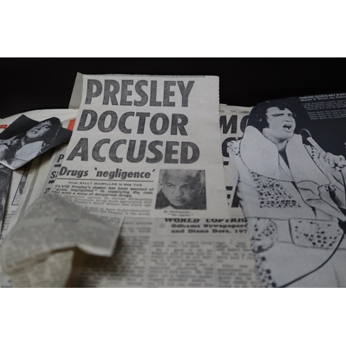 476 - Large Collection of Elvis Presley Original Newspapers and Cutting from the 1970s & 80 detailing ... 