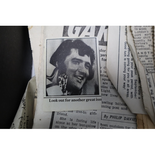 476 - Large Collection of Elvis Presley Original Newspapers and Cutting from the 1970s & 80 detailing ... 