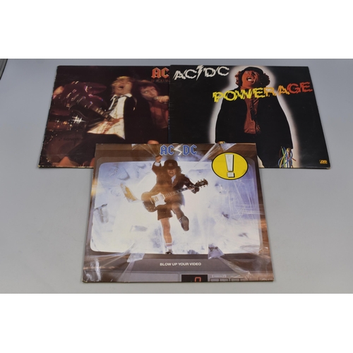 480 - Three Rock Vinyl LP's By AC/DC to Include, If You Want Blood ( Atlantic Records K50532 ) Blow Up You... 