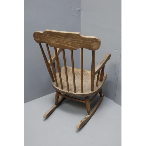 563 - A Vintage Wooden Child's Rocking Chair, Approx 28