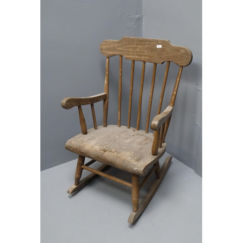 563 - A Vintage Wooden Child's Rocking Chair, Approx 28