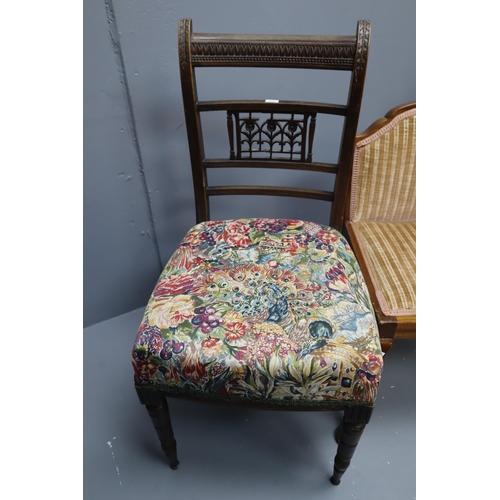 569 - Three Antique Chairs including Empire Style with Queen Anne Legs and Valour Cushion. NO POSTAGE ON T... 