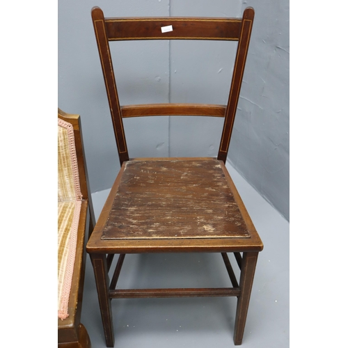 569 - Three Antique Chairs including Empire Style with Queen Anne Legs and Valour Cushion. NO POSTAGE ON T... 