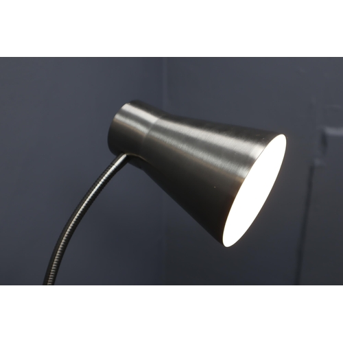 534 - A Modern Brushed Metal Adjustable Floor Light, Approx 60