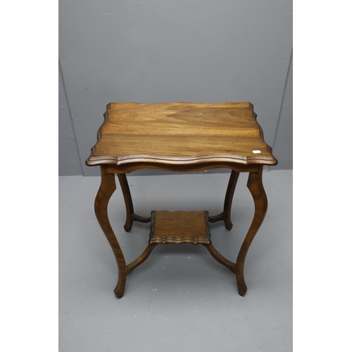 576 - Two tier antique dark wood side table (29