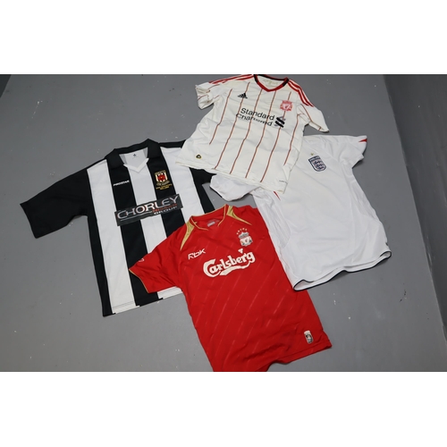 577 - Four Official Football Shirts including Liverpool FC, England and Chorley