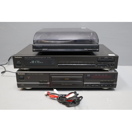 541 - Technics SL-PG380A CD Player, ST-610 Quartz Stereo Tuner and a Kenwood P-100 Stereo Automatic Turnta... 