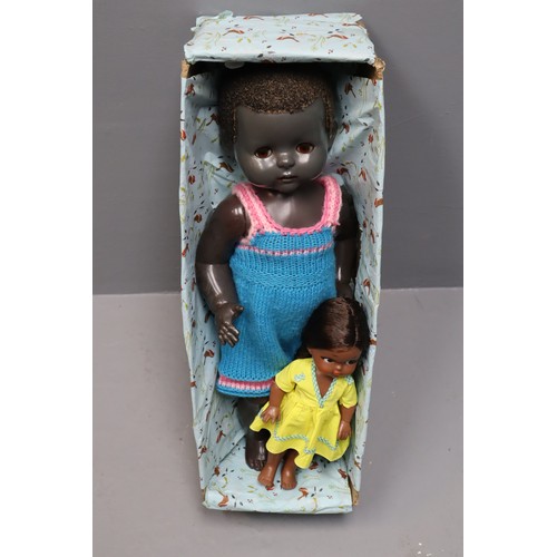 581 - Two Dolls (Vintage Pedigree Black Child's Doll, And Other), With Two Dolls Books (The Ultimate Barbi... 