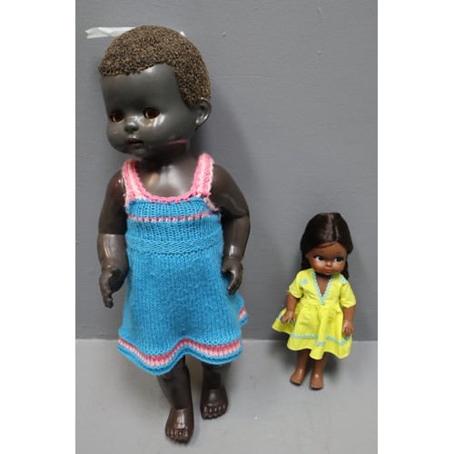 581 - Two Dolls (Vintage Pedigree Black Child's Doll, And Other), With Two Dolls Books (The Ultimate Barbi... 