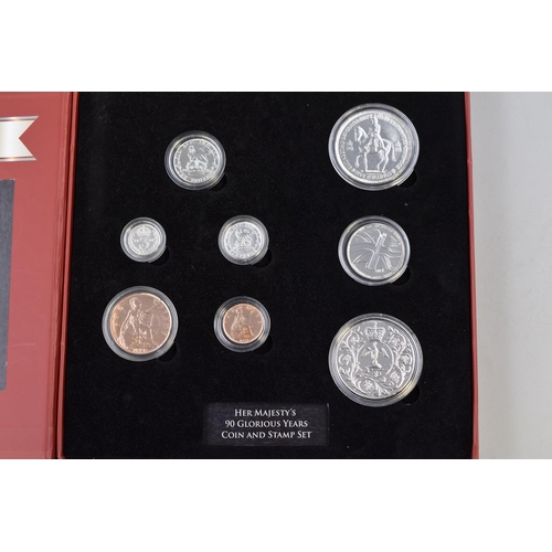 161 - Jubilee Mint Limited Edition (393 of 499) Her majesty's 90 Glorious Years Coin and Stamp Set with Ca... 