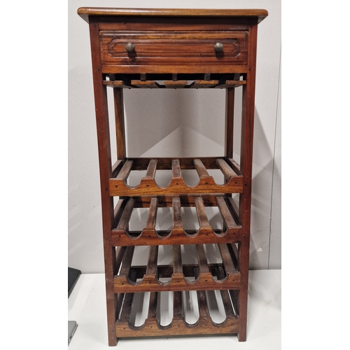 595 - A Sixteen Bottle Wine Storage Rack With Glass Rack and a Drawer. 1 metre tall 59cm wide and 35cm dee... 