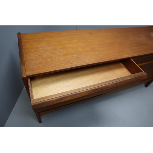 599 - John Herbert for younger retro teak sideboard (63 W x 29 H x 19 D) Two drawers one cutlery, one shel... 