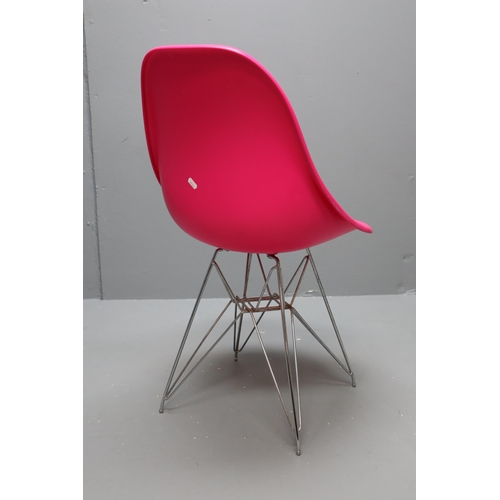 608 - As New Eames DSR Neon Pink Chair. NO POSTAGE ON THIS ITEM