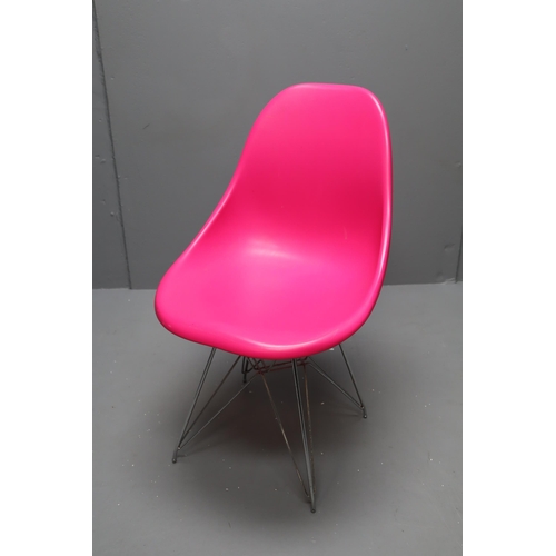 608 - As New Eames DSR Neon Pink Chair. NO POSTAGE ON THIS ITEM