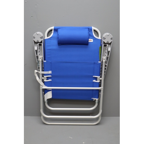 667 - Brand New Boxed Folding Sun Lounger in Navy Blue