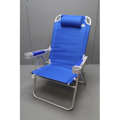 667 - Brand New Boxed Folding Sun Lounger in Navy Blue