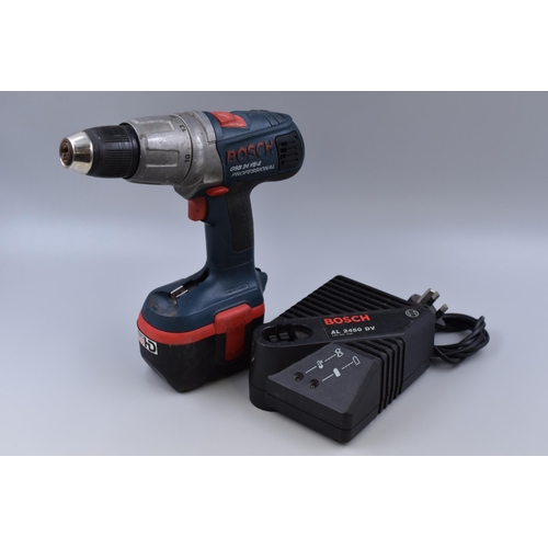 Bosch GSB 24VE-2 drill with battery & charger (working and charging when tested)