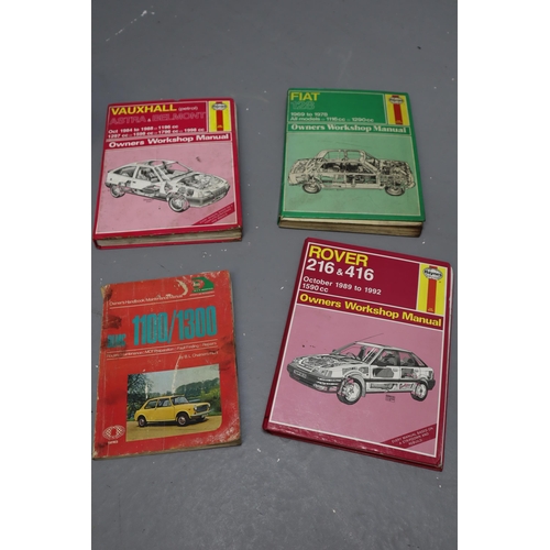 824 - A Selection of Fourteen Vintage Car Manuals. Includes Fiat 128, MG Maestro, Rover 216, And More