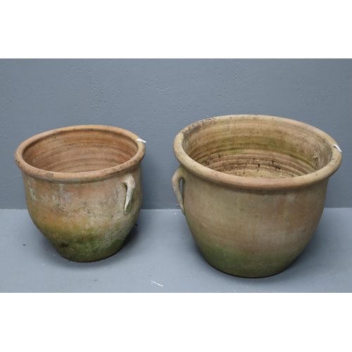 634 - Two Large matching Terracotta Planters Largest 15