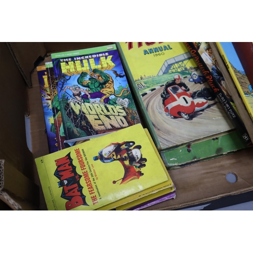 834 - Collection of Vintage Annuals and Books including Batman, Hulk, Tiger and Tin Tin