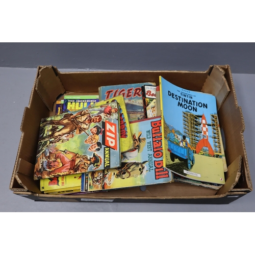 834 - Collection of Vintage Annuals and Books including Batman, Hulk, Tiger and Tin Tin