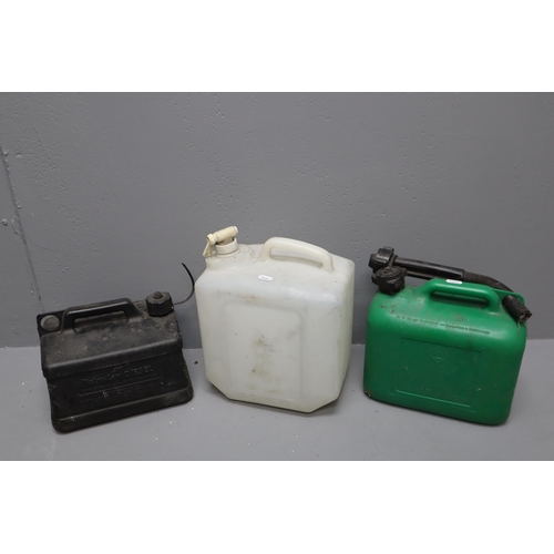 836 - Mixed lot to include, 3 jerry cans, petrol/diesel/water, four 14