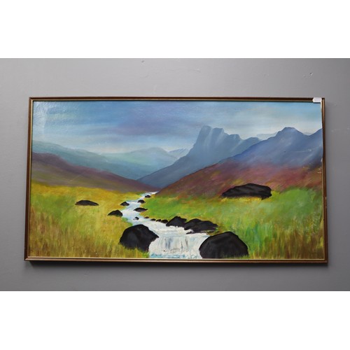 786 - Two Framed Oil on Board paintings Depicting Lake and Mountain Scenes by Unknown artist, one is signe... 