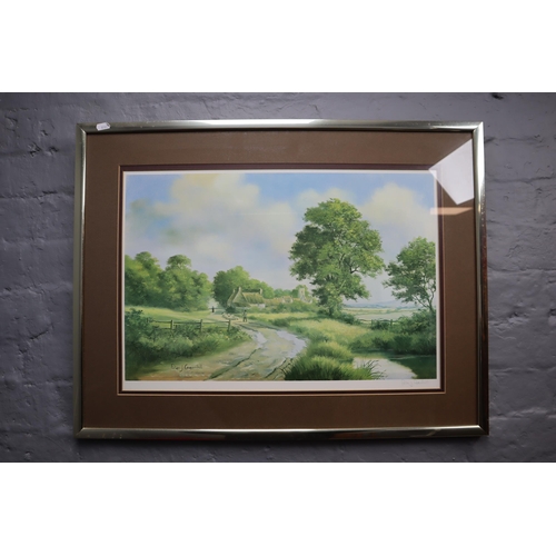 839 - A Mixed Selection To Include Framed and Glazed Signed Peter J Greenhill Print, Oriental Style Lamp o... 