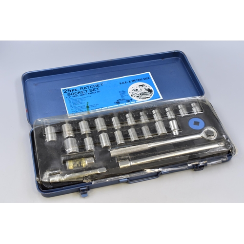 644 - Complete 25 piece (metric & inch) rachet socket set