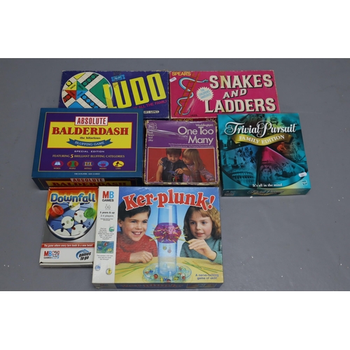 797 - Mixed Selection of Board Games Including Snakes and Ladders, Absolute Balderdash, Ker-Plunk and More... 