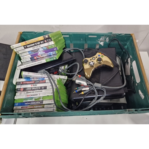 801 - Xbox 360 x 2 Black one Tested and Working . Grey Untested. Comes with Various Accessories and Around... 