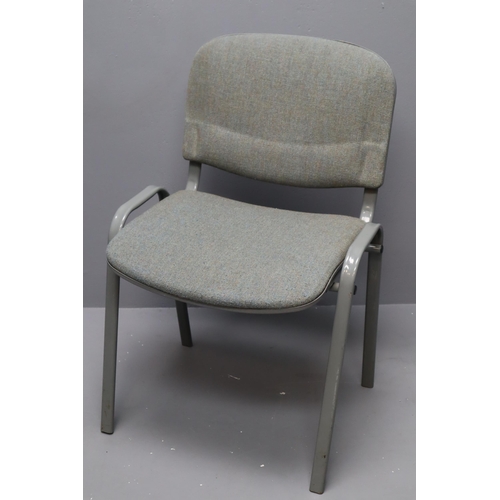 585 - A Set of Six Metal Framed Stacking Office Chairs. NO POSTAGE ON THIS ITEM