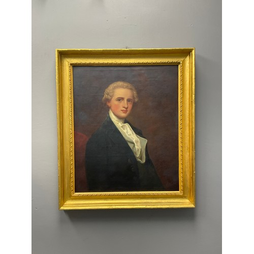 59A - Attributed To George Romney Late 18th Century Oil on Canvas Depicting John Wingfield (7th Lord of Ti... 