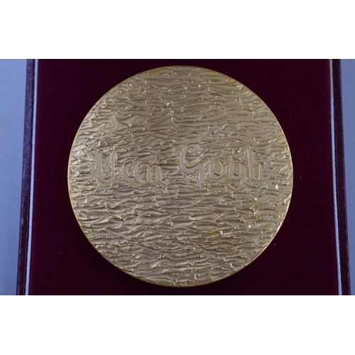4 - Van Gogh Gold Plated Medal (6cm Dia) Displaying Vincents Bedroom in Arles (110 grams)