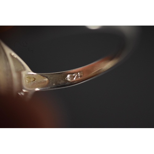 12 - Silver 925 Amber Ring (Size P) Complete with Presentation Box