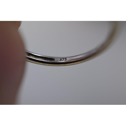 16 - White Gold 375 (9ct) Marcasite Ring (Size S) Complete with Presentation Box