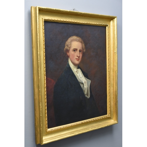 59A - Attributed To George Romney Late 18th Century Oil on Canvas Depicting John Wingfield (7th Lord of Ti... 