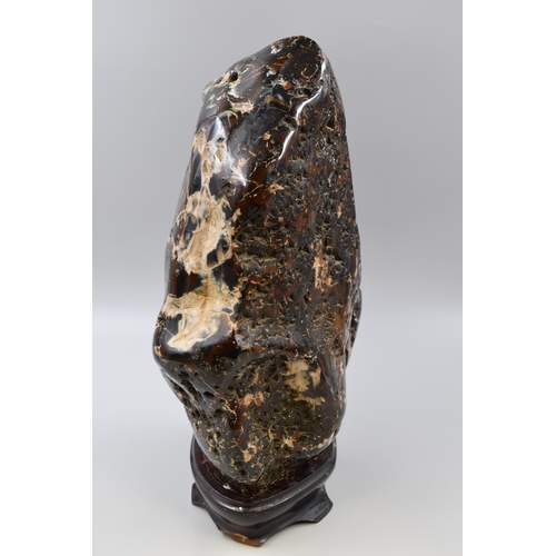 313 - A Large Brazilian Agate Geode, On Bespoke Wooden Stand. Approx 16