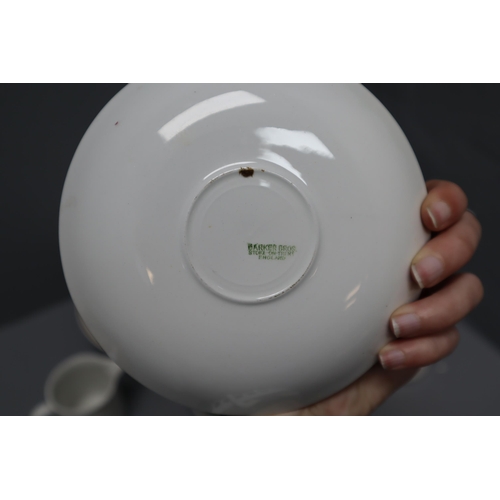 341 - Vintage Alfred Clough coffee set with rose pattern to include coffee pot, six cups and saucers, milk... 