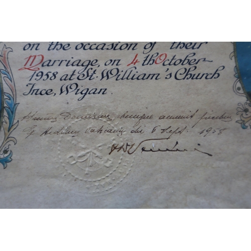 405 - Framed and Glazed Vintage Lords Blessing for a Marriage 17