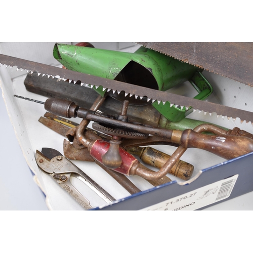 705 - Collection of vintage tools inclding two manual drills