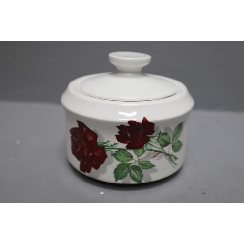 341 - Vintage Alfred Clough coffee set with rose pattern to include coffee pot, six cups and saucers, milk... 