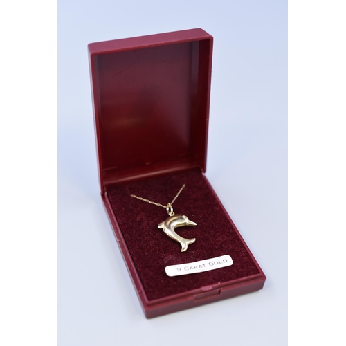 1 - Gold 9ct (375) Dolphin Pendant Necklace (18