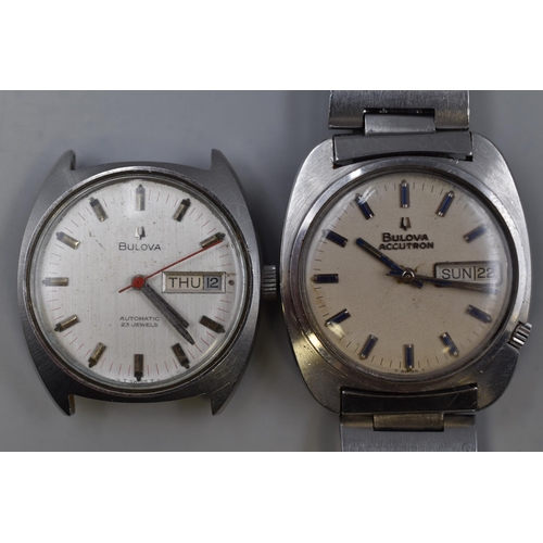 33 - Bulova Automatic 23 Jewels Watch Head (Working but Missing the Rotar) and a Bulova Accutron Quartz G... 