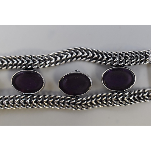 60 - 925 Silver Sage Amethyst gemstone Bracelet