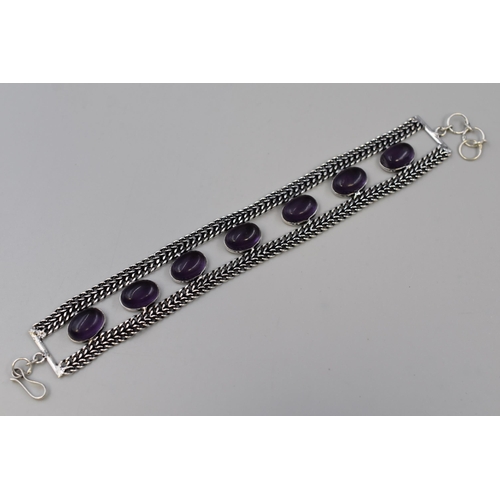 60 - 925 Silver Sage Amethyst gemstone Bracelet