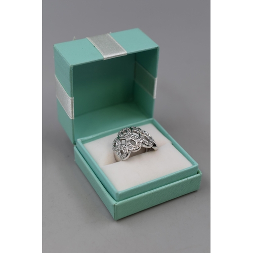 62 - Silver 925 Marcasite Ring (Size M) Complete with Presentation Box