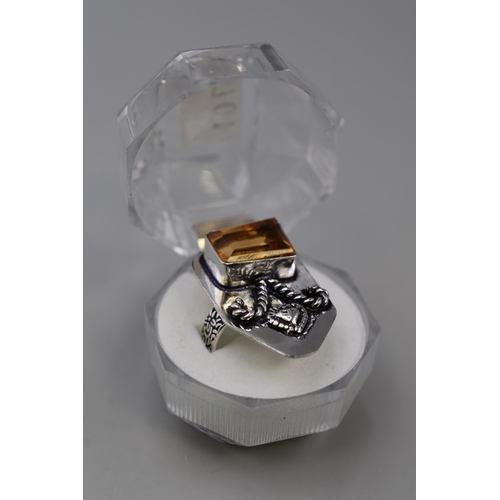 97 - Morganite Gemstone 925 Silver Ring (size N) completed in presentation box