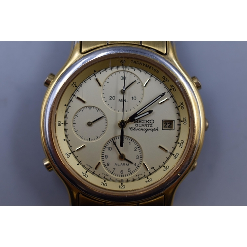 109 - Seiko Quartz Chronograph Alarm Gents Watch (Working)