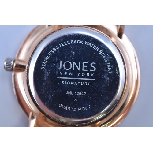 115 - Jones of New York Designer Watch new Battery Fitted ticking away nicely with metal Strap